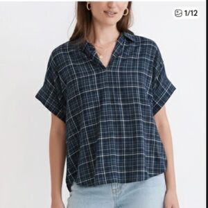 Madewell Swenson pop over baggy shirt short sleeve size XXS